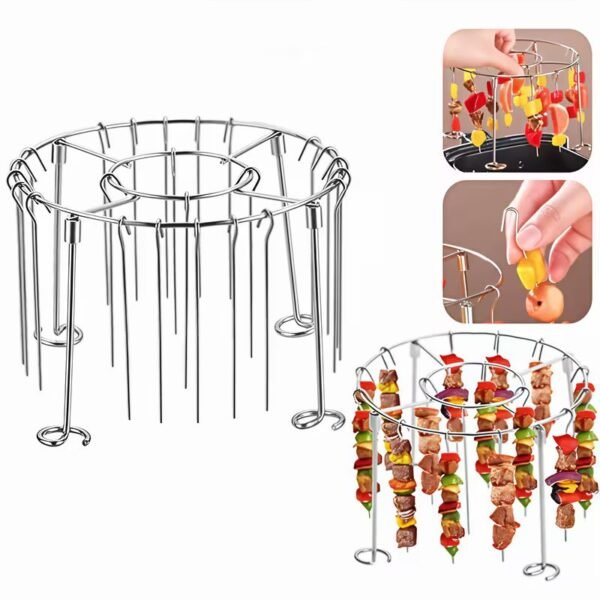 Комплект шишове от неръждаема стомана с поставка – 24 броя за фритюрник, фурна или скара