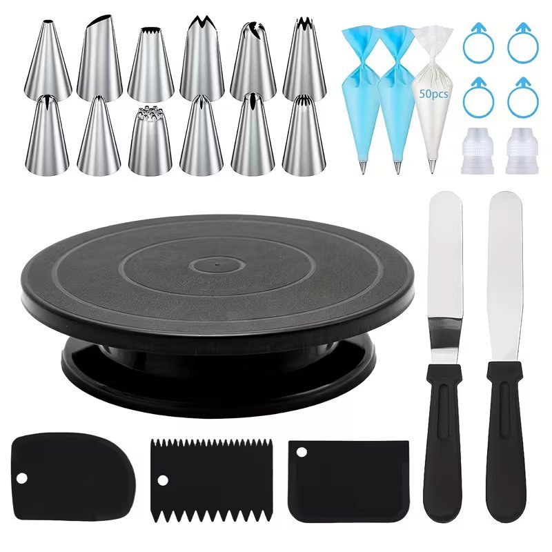 Комплект за декорация на торти – 76 части с шприцове, въртяща се поставка, пошове и шпатули - Image 5
