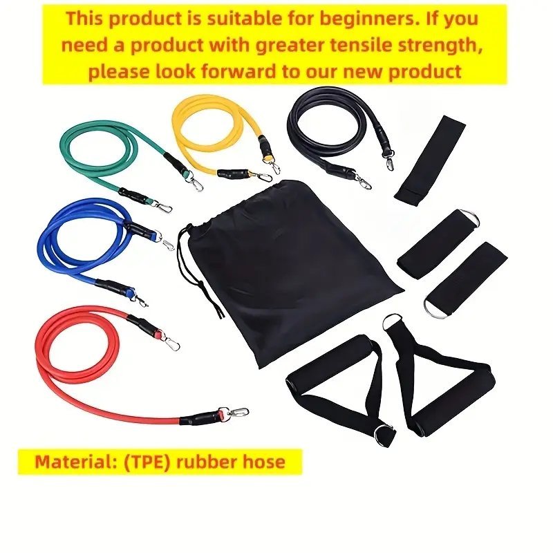 11-частов фитнес комплект с ластици и приставка за врата – цялостна тренировка у дома, за йога, пилатес и силови упражнения - Image 3