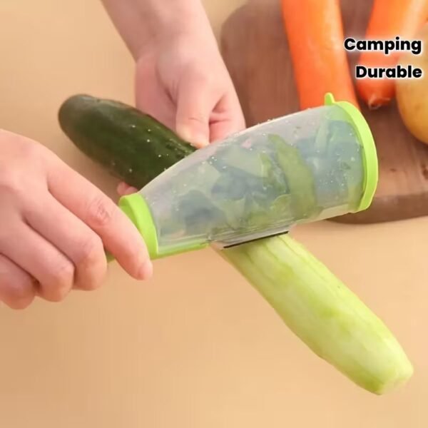 Неръждаема мултифункционална белачка с контейнер – за зеленчуци, плодове и къмпинг