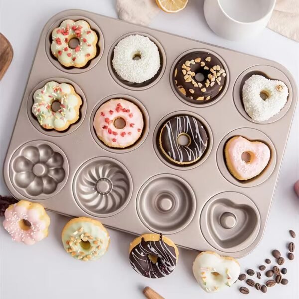 Форма за печене от неръждаема стомана с красива форма – 6, 9 или 12 гнезда за сладки, понички и бисквити