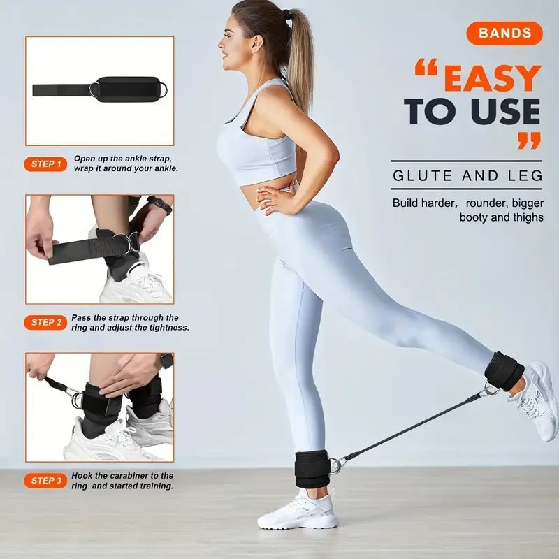 Комплект от 5 части за тренировки – ластици за глезени и бедра с регулируеми каишки и чанта за съхранение - Image 4