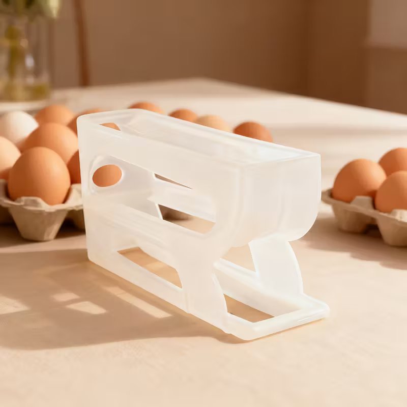 Многоетажна стойка за яйца с автоматично плъзгане – 3/4 нива, голям капацитет и компактен дизайн за хладилник - Image 5