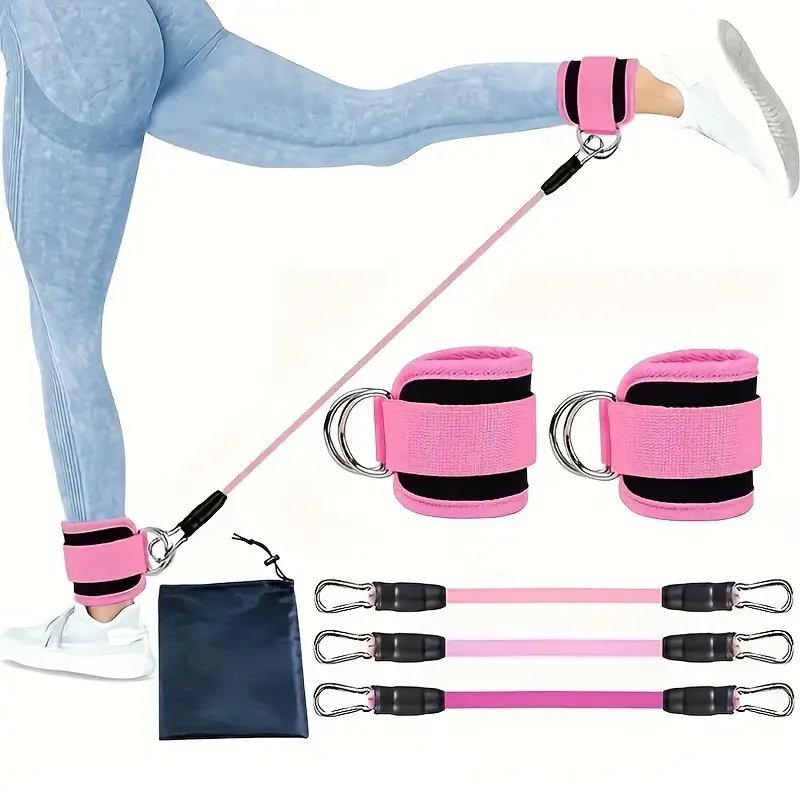 Комплект от 5 части за тренировки – ластици за глезени и бедра с регулируеми каишки и чанта за съхранение - Image 8