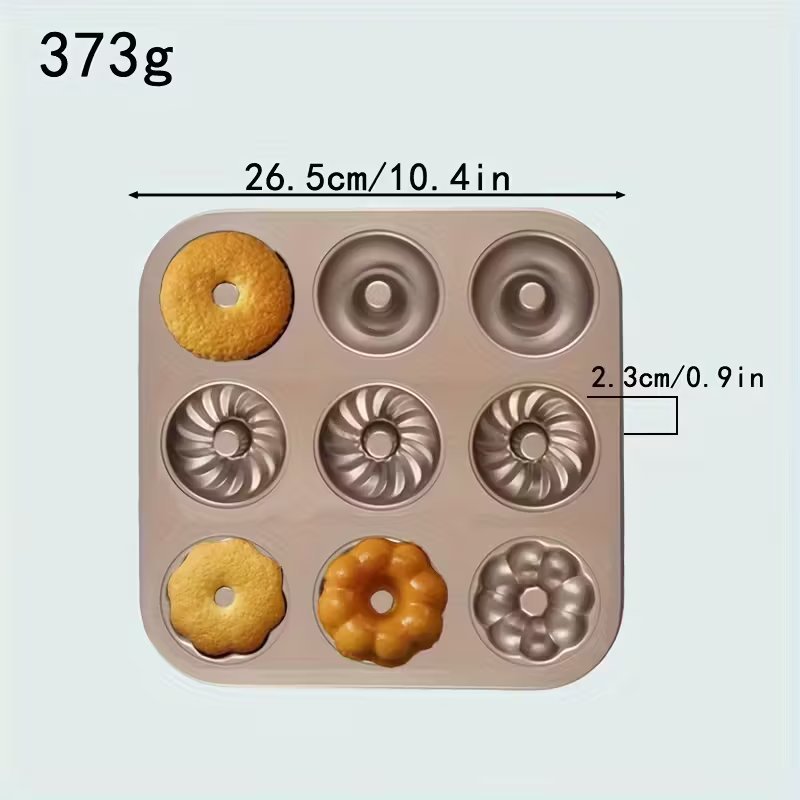 Форма за печене от неръждаема стомана с красива форма – 6, 9 или 12 гнезда за сладки, понички и бисквити - Image 6