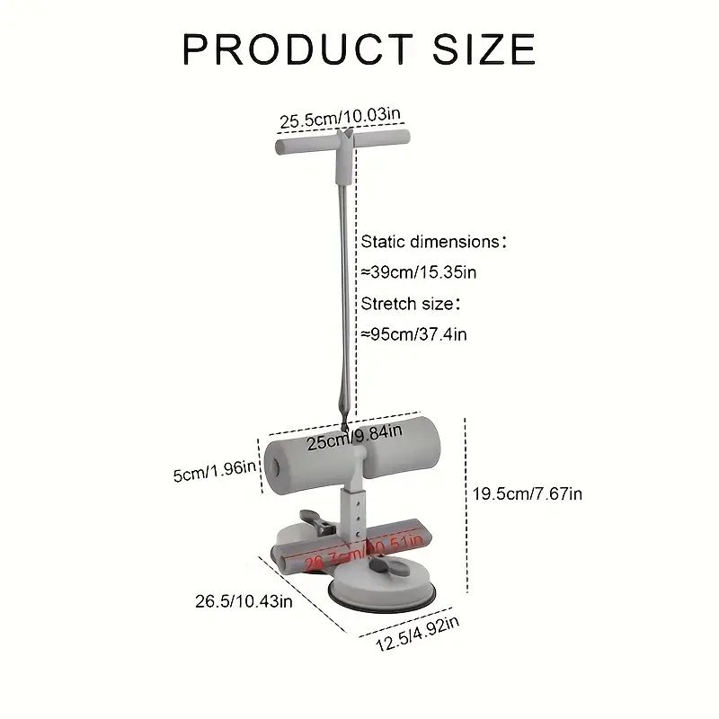 Стоманен асистент за коремни преси с двойни вакуумни вендузи – регулируема височина за домашни тренировки - Image 5