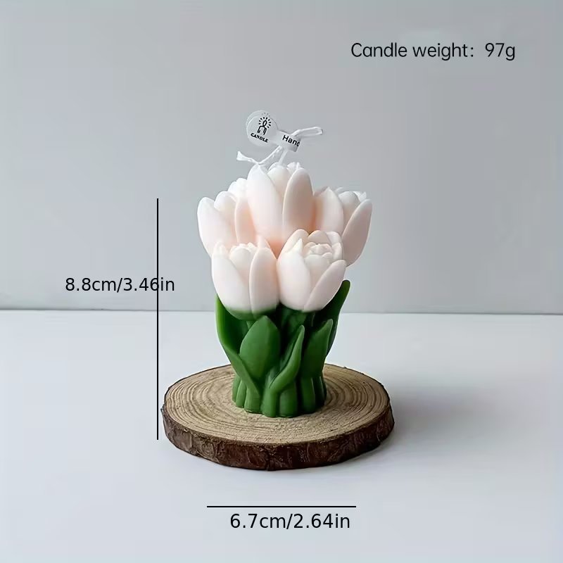 3D свещ „Лале“ – бездимен восък с дълготрайно ухание, за декорация и подарък с финес - Image 5