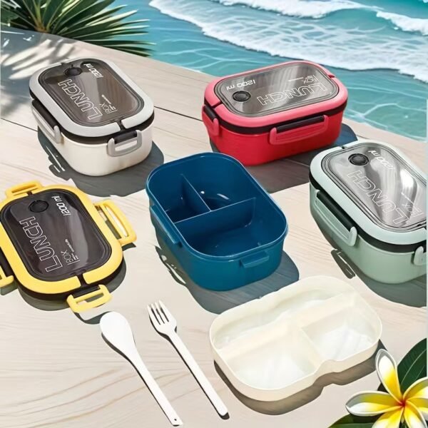 Херметична кутия за обяд 1200 мл – двуслойна микровълнова бенто кутия с отделения за храна и плодове
