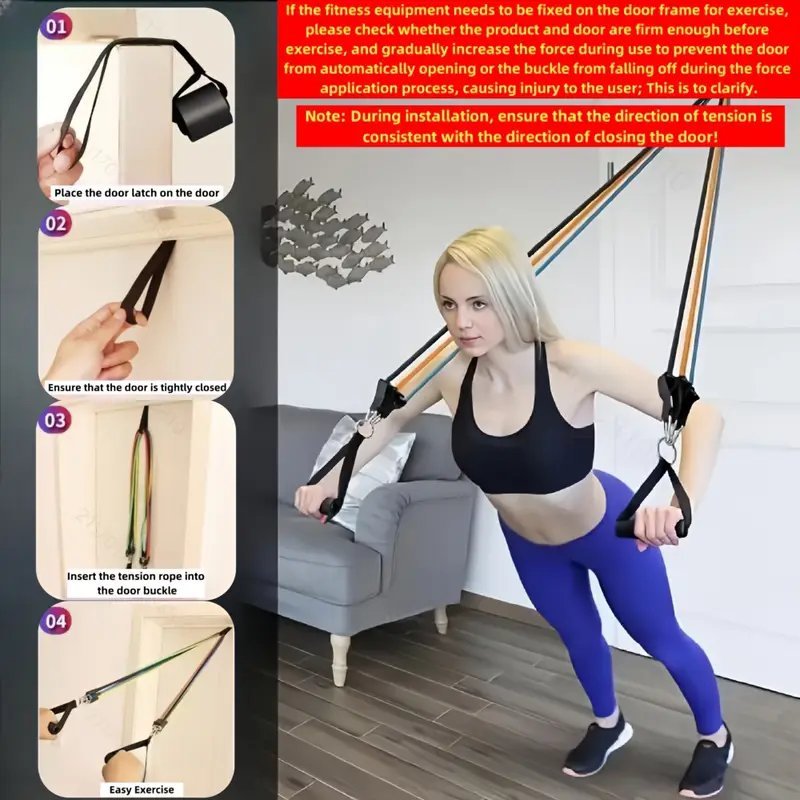 11-частов фитнес комплект с ластици и приставка за врата – цялостна тренировка у дома, за йога, пилатес и силови упражнения - Image 10