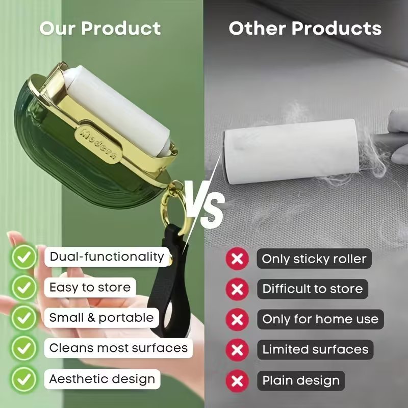 2-в-1 преносима четка за дрехи и косми – ролер за премахване на прах и животински косми, идеален за пътуване и ежедневна употреба - Image 4