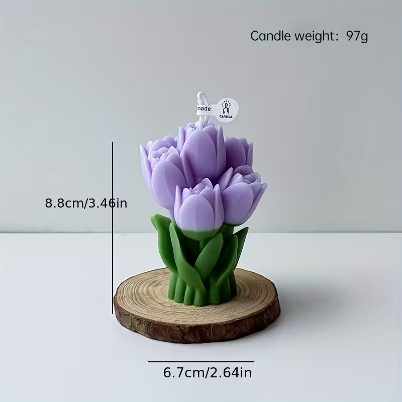 3D свещ „Лале“ – бездимен восък с дълготрайно ухание, за декорация и подарък с финес - Image 7