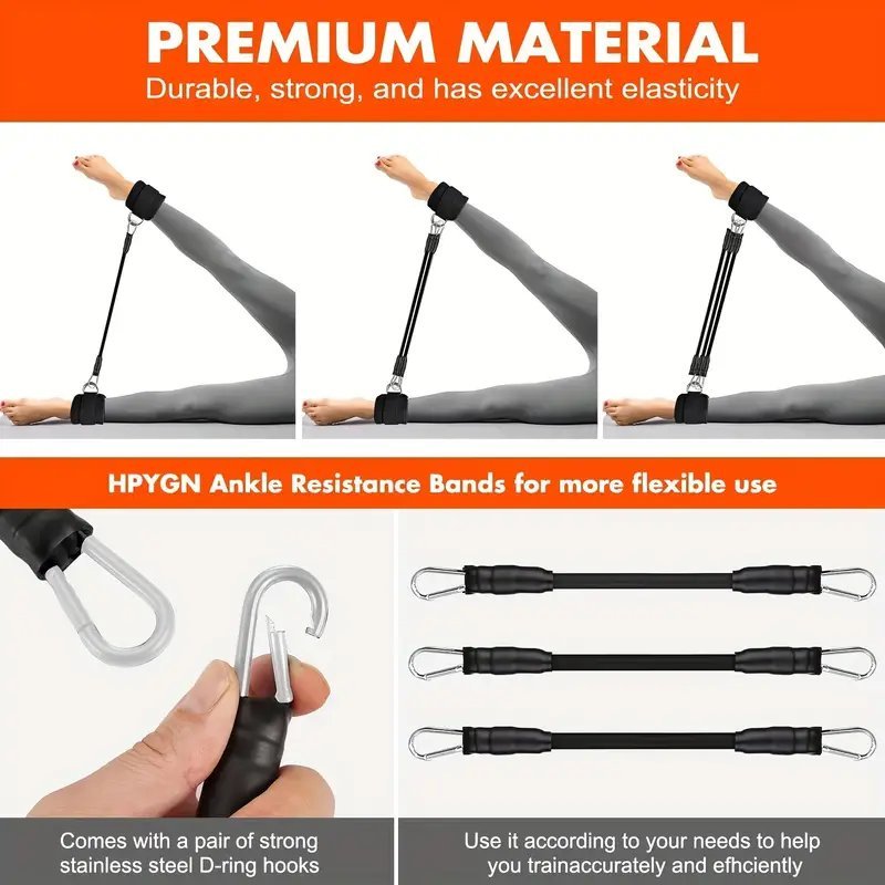 Комплект от 5 части за тренировки – ластици за глезени и бедра с регулируеми каишки и чанта за съхранение - Image 6